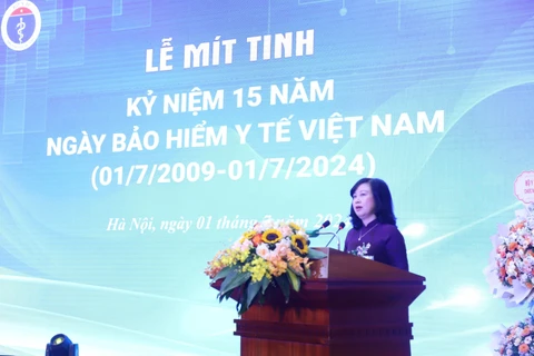 Bộ trưởng Bộ Y tế Đào Hồng Lan phát biểu tại buổi lễ. (Ảnh: PV/Vietnam+)