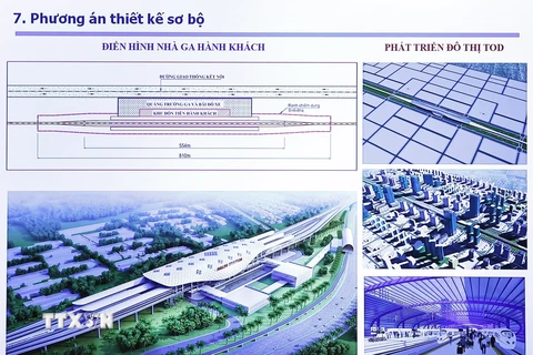 Phương án thiết kế sơ bộ Dự án đường sắt tốc độ cao trên trục Bắc-Nam. (Ảnh: Doãn Tấn/TTXVN)