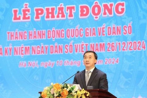 Thứ trưởng Bộ Y tế Trần Văn Thuấn phát biểu tại buổi lễ. (Ảnh: PV/Vietnam+)