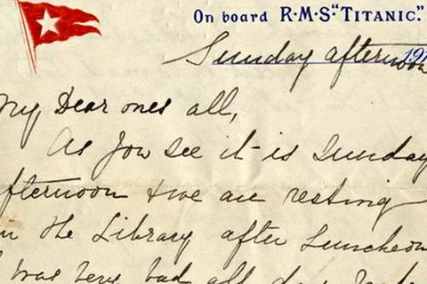 Bức thư cuối cùng viết trên tàu Titanic có giá 200.000 USD