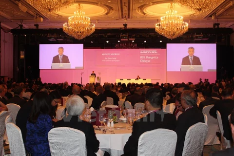 Thủ tướng Singapore Lý Hiển Long phát biểu tại lễ khai mạc Đối thoại Shangri La lần thứ 14. (Ảnh: Việt Hải-Lê Hải-Mỹ Bình/Vietnam+)