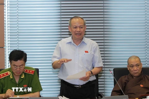 Đại biểu Quốc hội thành phố Hà Nội Đinh Xuân Thảo phát biểu ý kiến. (Ảnh: Phương Hoa/TTXVN)