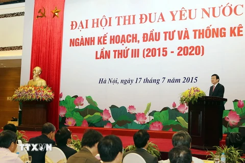 Chủ tịch nước Trương Tấn Sang phát biểu tại Đại hội. (Ảnh: Nguyễn Khang/TTXVN)