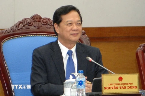 Thủ tướng Nguyễn Tấn Dũng phát biểu tại Lễ ra mắt Ủy ban Quốc gia APEC 2017. (Ảnh: Doãn Tấn/TTXVN)