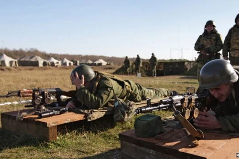 Huấn luyện binh sỹ tại một căn cứ quân sự Nga ở Ochamchira, Abkhazia. (Nguồn: RIA Novosti)