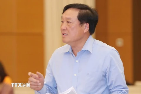 Viện trưởng Viện Kiểm sát nhân dân Tối cao Nguyễn Hòa Bình phát biểu ý kiến. (Ảnh: Phương Hoa/TTXVN)