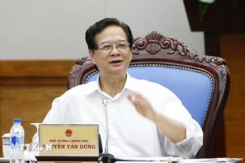 Thủ tướng Nguyễn Tấn Dũng phát biểu kết luận hội nghị. (Ảnh: Đức Tám/TTXVN)