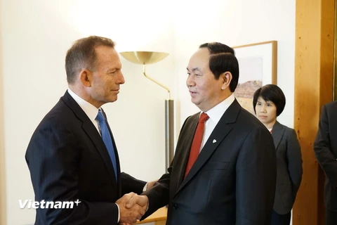 Thủ tướng Australia Tony Abbott tiếp Bộ trưởng, Đại tướng Trần Đại Quang. (Nguồn: Vietnam+)