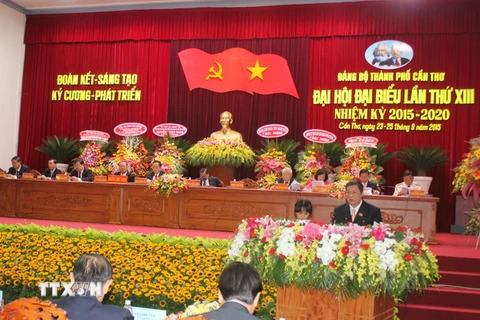 Quang cảnh Đại hội đại biểu Đảng bộ thành phố Cần Thơ lần thứ XIII. (Nguồn: TTXVN)