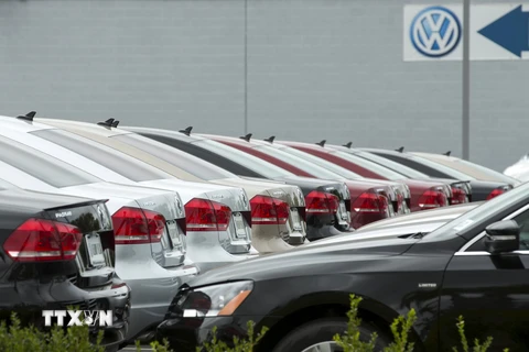Các mẫu xe của hãng Volkswagen được giới thiệu tại đại lý ở San Diego, California (Mỹ). (Nguồn: Reuters/TTXVN)