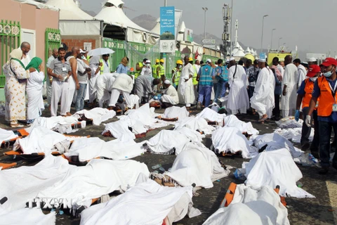 Thi thể các nạn nhân thiệt mạng trong vụ giẫm đạp. (Nguồn: AFP/TTXVN)