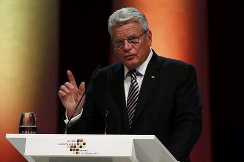 Tổng thống Đức Joachim Gauck phát biểu tại Lễ kỷ niệm 25 năm Ngày Thống nhất nước Đức. (Nguồn: Reuters)