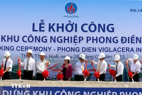 Lễ khởi công Khu công nghiệp Phong Điền-Viglacera. (Ảnh: Quốc Việt/TTXVN)