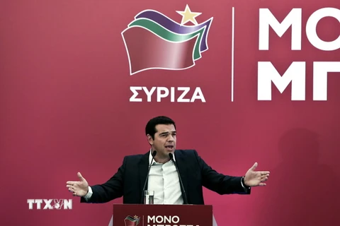 Ông Alexis Tsipras tại cuộc họp của đảng Syriza ở thủ đô Athens. (Nguồn: AFP/TTXVN)