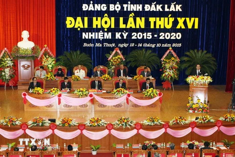 Quang cảnh Đại hội đại biểu Đảng bộ tỉnh Đắk Lắk lần thứ XVI. (Ảnh: Dương Giang/TTXVN)