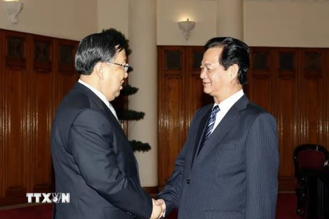 Thủ tướng Nguyễn Tấn Dũng tiếp Bộ trưởng Bộ An ninh quốc gia Trung Quốc Cảnh Huệ Xương. (Ảnh: Đức Tám/TTXVN)