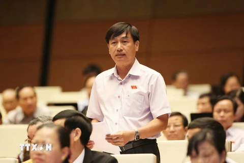Đại biểu Quốc hội tỉnh Bạc Liêu Huỳnh Minh Hoàng phát biểu ý kiến. (Ảnh: Phương Hoa/TTXVN)