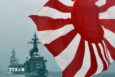 Tàu của Hải quân Nhật Bản tham gia cuộc diễn tập ngoài khơi Vịnh Sagami, quận Kanagawa. (Nguồn: AFP/TTXVN)