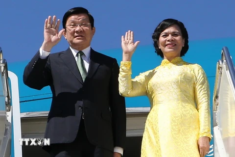 Chủ tịch nước Trương Tấn Sang và Phu nhân sẽ tham dự Hội nghị các nhà lãnh đạo APEC lần thứ 23 tại Manila. (Ảnh: Nguyễn Khang/TTXVN)