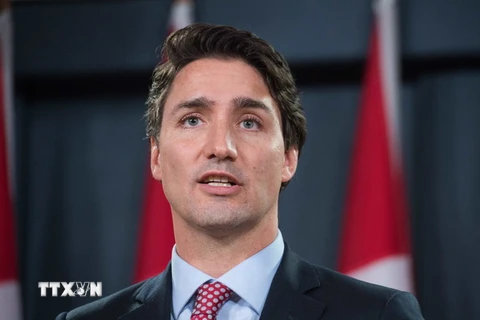 Ông Justin Trudeau tại một cuộc họp báo ở Ottawa. (Nguồn: AFP/TTXVN)