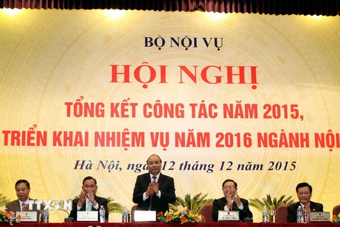Phó Thủ tướng Nguyễn Xuân Phúc tại hội nghị. (Ảnh: Nguyễn Dân/TTXVN)