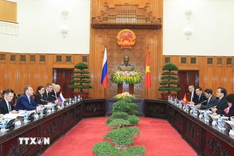 Phó Thủ tướng Hoàng Trung Hải và Phó Thủ tướng Nga Igor Suvanov đồng chủ trì cuộc họp Ủy ban Liên Chính phủ Việt-Nga. (Ảnh: Thống Nhất/TTXVN)