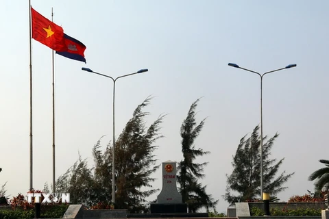 Cột mốc đặc biệt số 314 trên tuyến biên giới đất liền Việt Nam-Campuchia. (Ảnh: Lê Huy Hải/TTXVN)