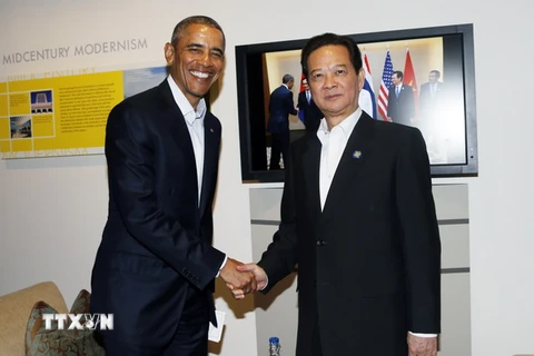 Thủ tướng Chính phủ Nguyễn Tấn Dũng gặp Tổng thống Hoa Kỳ Barack Obama. (Ảnh: Đức Tám/TTXVN)