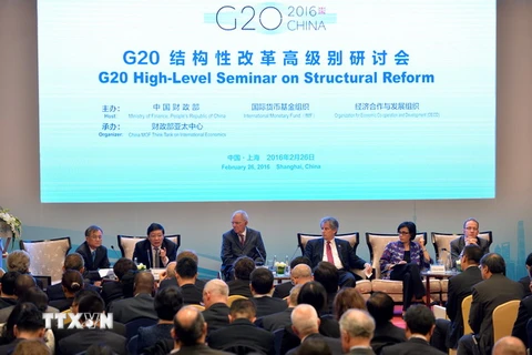 Các quan chức cấp cao tham dự diễn đàn tại Hội nghị G20 ở Thượng Hải. (Nguồn: THX/TTXVN)
