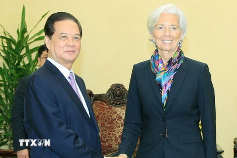 Thủ tướng Nguyễn Tấn Dũng tiếp Tổng Giám đốc IMF Christine Lagarde. (Ảnh: Thống Nhất/TTXVN)