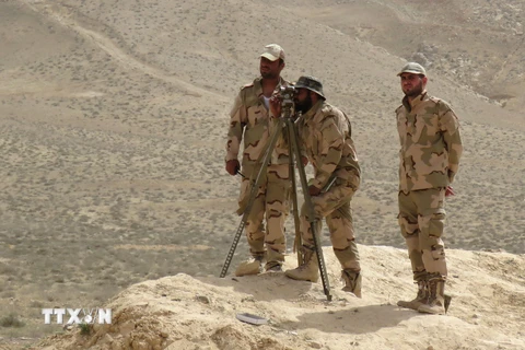 Binh sỹ Syria làm nhiệm vụ tại khu vực ngoại ô Palmyra. (Nguồn: AFP/TTXVN)