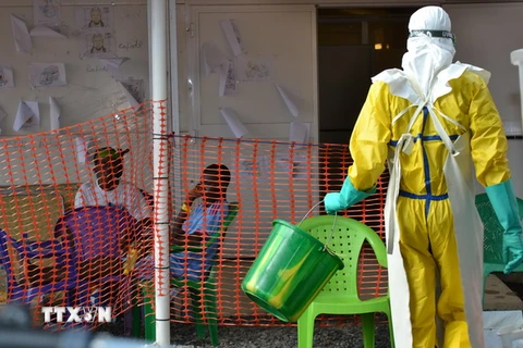 Bệnh nhân nhiễm Ebola điều trị tại trung tâm y tế Nongo ở Conakry, Guinea. (Nguồn: AFP/TTXVN)