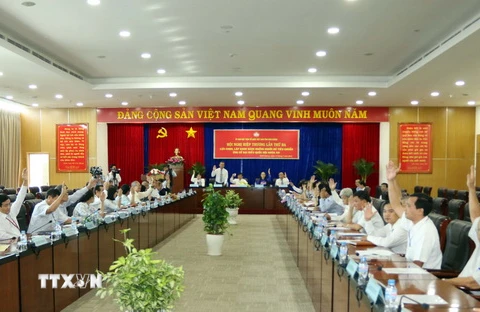 Ủy ban Mặt trận Tổ quốc Việt Nam tỉnh Bình Dương tổ chức hội nghị hiệp thương lần thứ 3. (Ảnh: Quách Lắm/TTXVN)