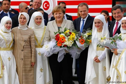 Thủ tướng Đức Angela Merkel trong chặng dừng chân tại Gaziantep. (Nguồn: DPA)
