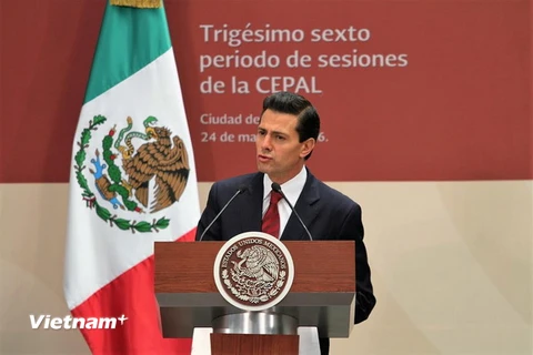 Tổng thống Mexico Enrique Peña Nieto phát biểu khai mạc kỳ họp thứ 36 CEPAL. (Ảnh: Việt Hòa/Vietnam+)