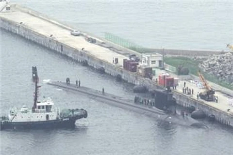 Tàu ngầm USS Mississipi cập cảng Busan. (Nguồn: Yonhap)