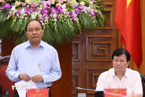 Thủ tướng Nguyễn Xuân Phúc phát biểu kết luận tại buổi làm việc. (Ảnh: Thống Nhất/TTXVN)