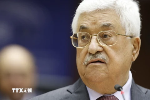 Tổng thống Chính quyền Palestine Mahmoud Abbas phát biểu tại Nghị viện châu Âu. (Nguồn: EPA/TTXVN)