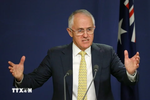 Thủ tướng Australia Malcolm Turnbull trong một cuộc họp báo ở Sydney. (Nguồn: EPA/TTXVN)