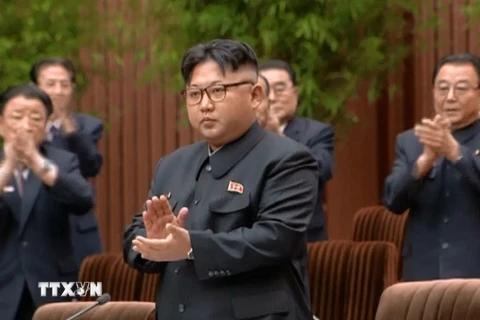 Nhà lãnh đạo Kim Jong-un dự Hội nghị Nhân dân tối cao Triều Tiên ngày 29/6. (Nguồn: YONHAP/TTXVN)