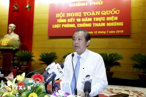 Phó Thủ tướng Trương Hòa Bình phát biểu tại hội nghị. (Ảnh: An Đăng/TTXVN)