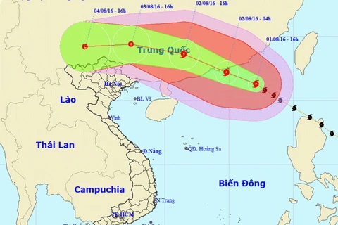 Đường đi và vị trí bão số 2. (Nguồn: nchmf.gov.vn)