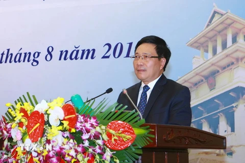 Phó Thủ tướng, Bộ trưởng Ngoại giao Phạm Bình Minh phát biểu kết luận Hội nghị. (Ảnh: Doãn Tấn/TTXVN)
