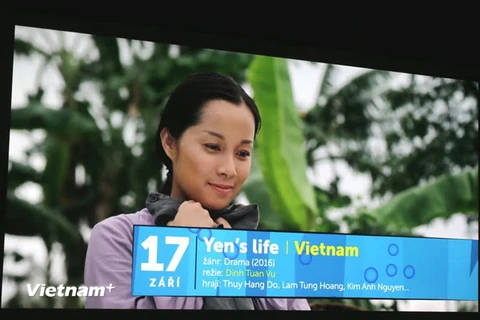 Giới thiệu phim 'Cuộc đời của Yến' tại buổi họp báo. (Ảnh: Ngọc Mai/Vietnam+)