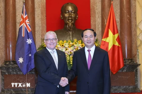 Chủ tịch nước Trần Đại Quang tiếp Ngài Craig Chittick, Đại sứ Australia đến trình Quốc thư. (Ảnh: Nhan Sáng/TTXVN)
