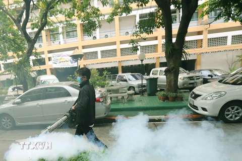 Phun thuốc diệt muỗi nhằm ngăn chặn sự lây lan của virus Zika tại Bangkok, Thái Lan. (Nguồn: EPA/TTXVN)