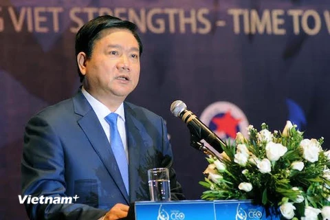Bí thư Thành ủy Đinh La Thăng phát biểu tại Diễn đàn. (Ảnh: An Hiếu/Vietnam+)