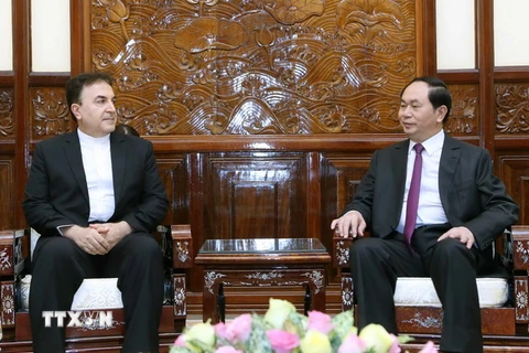 Chủ tịch nước Trần Đại Quang tiếp Đại sứ Iran tại Việt Nam Saleh Abidi. (Ảnh: Nhan Sáng/TTXVN)
