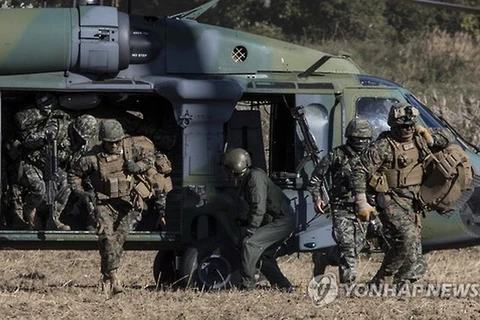 Binh lính Hàn-Mỹ tham gia cuộc diễn tập. (Nguồn: Yonhap)