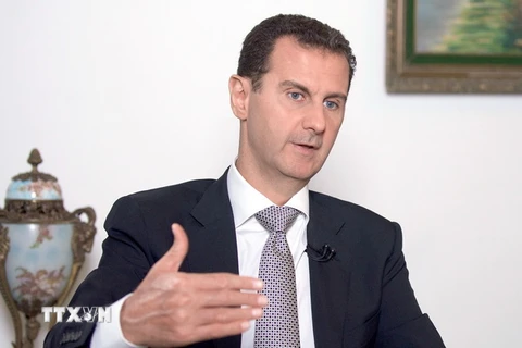 Tổng thống Syria Bashar Al-Assad trong một cuộc trả lời phỏng vấn tại Damascus. (Nguồn: EPA/TTXVN)